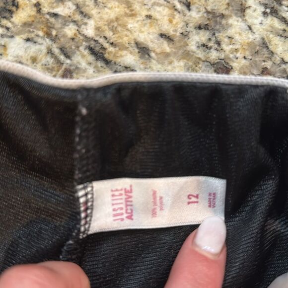 Justice Black and Gray Kids Athletic mesh fold over Shorts - Picture 4 of 4